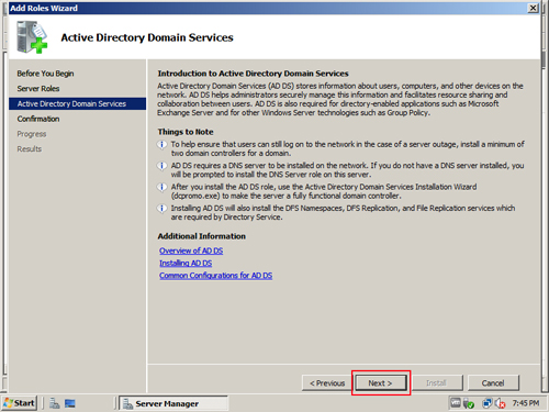 setting up active directory domain services